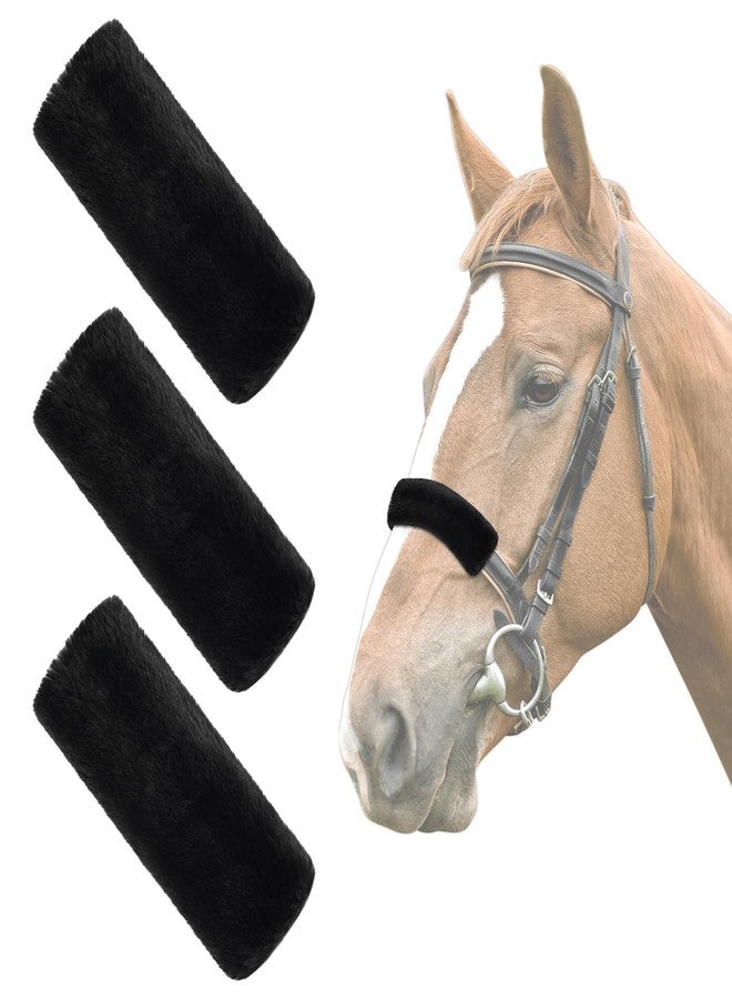 NVAAV 3 Pcs Horse Halter Cover Set, 8.6 x 3.1 Inch Artificial Rabbit Fur Soft Padded Breakaway Horse Nose Guard Cover, Breathable and Replaceable Horses Bridle Nose Band Training Buffer Accessories - Image 1